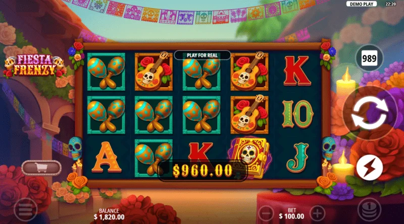 Fiesta Frenzy – laimėjimo kombinacija pagrindiniame žaidime