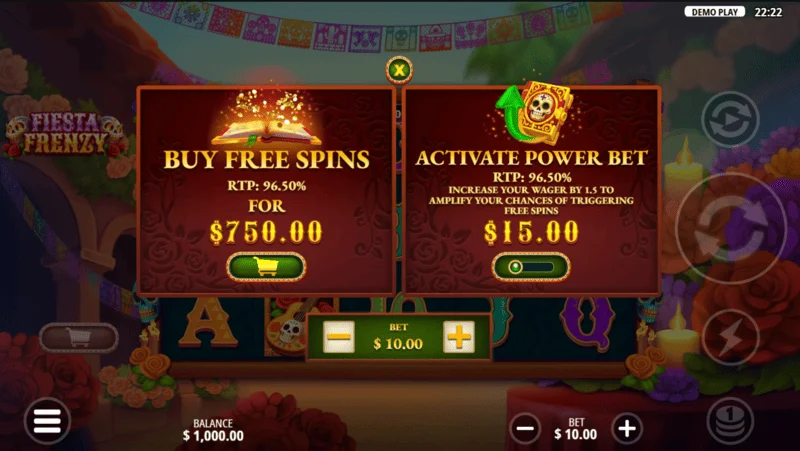 Fiesta Frenzy – Bonus Buy ekranas
