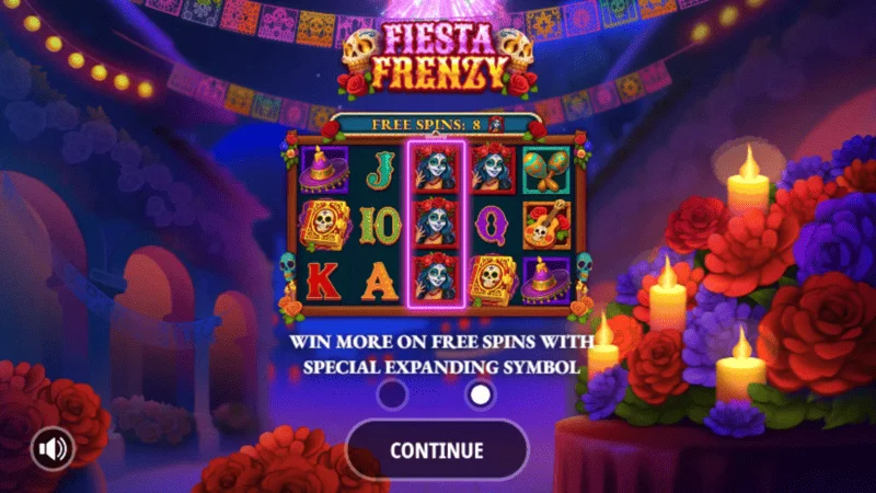 Fiesta Frenzy – pagrindinis meniu ir statymo nustatymai